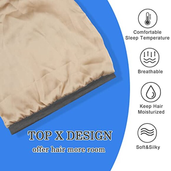 Satin Silk Bonnet Hair Wrap Adjustable Slouchy Sleep Cap Night Cap - Picture 4 of 7